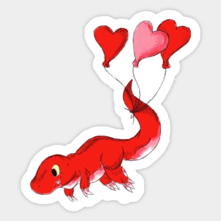 Triple Heart T Rex Sticker